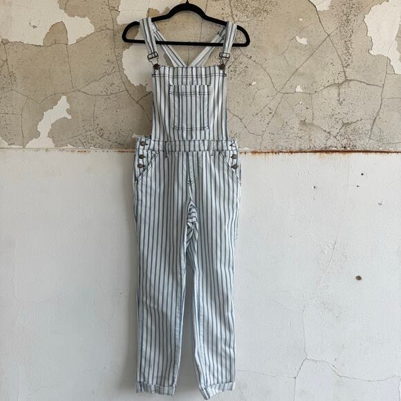 Judy Blue Overalls Striped Denim Dungarees Railroad Stripe Womens S Cottagecore - Picture 1 of 10